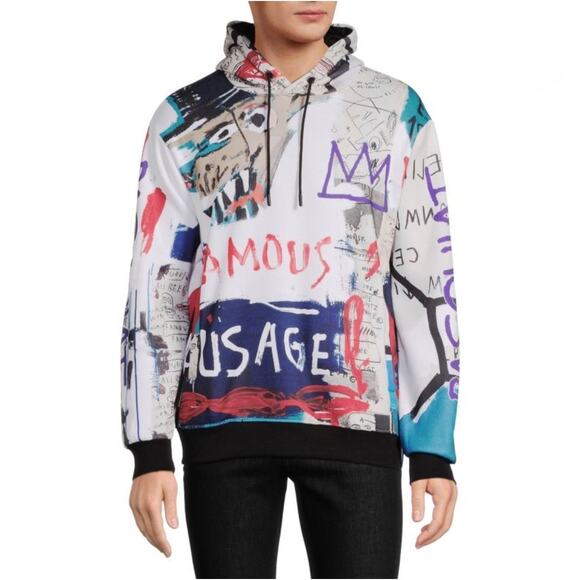 MEMBERS ONLY x JEAN-MICHEL BASQUAIT Famous Sausage Graphic Design Hoodie LARGE - Picture 1 of 16